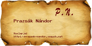 Prazsák Nándor névjegykártya